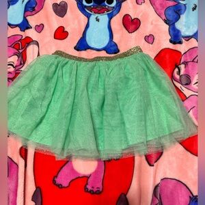 Girls size M (5/6) Sparkly Green Tulle Skirt with Gold Waistband